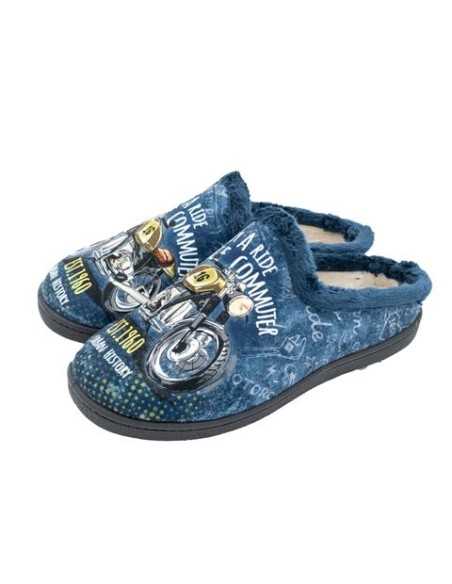 Zapatilla Plumaflex abierta hombre de estar por casa Moto 12229 Azul