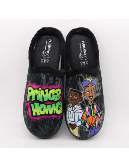 Zapatilla Plumaflex abierta hombre de estar por casa Prince 12229 Negro