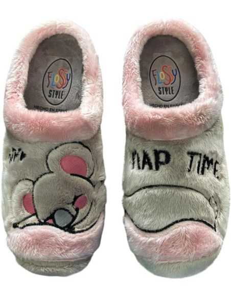 Zapatillas Flossy de Descalzarse para Chica con Plantilla de descanso 26-183 Ratón Niebla
